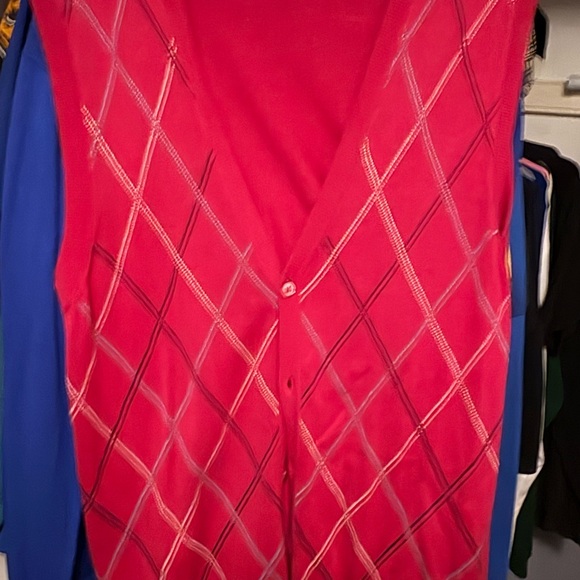 Paul Fredrick Red Plaid Cardigan Sweater - Picture 1 of 1